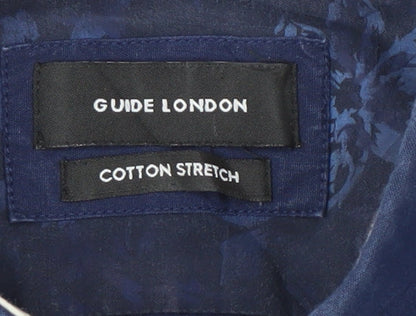 Guide London Men's Blue Slim Fit Button-Up Shirt