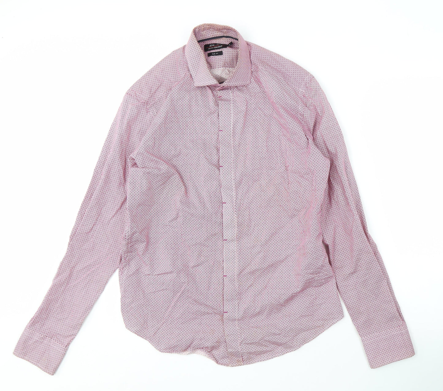 Jeff Banks Men's Red Slim Fit Long Sleeve Shirt S