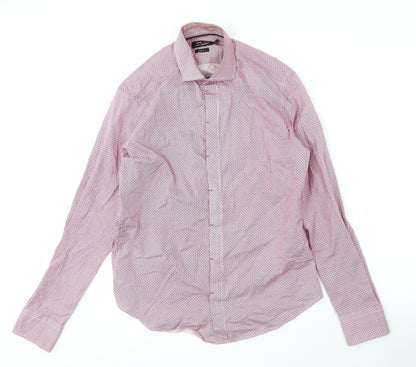 Jeff Banks Men's Red Slim Fit Long Sleeve Shirt S