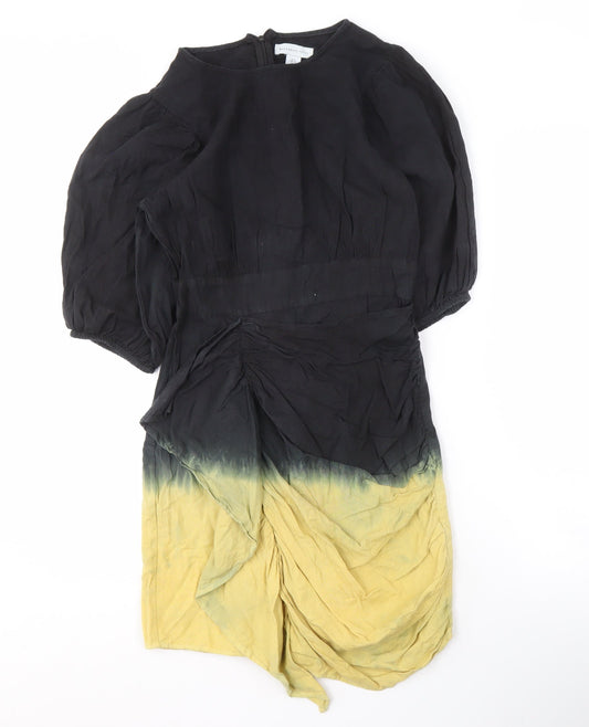 Warehouse Women's Black & Yellow Petite Dress, Size 6