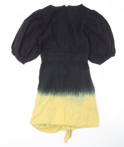 Warehouse Women's Black & Yellow Petite Dress, Size 6