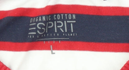 Esprit Women's Multicoloured Striped T-Shirt, Size L