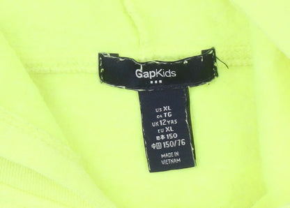 Gap Girls Green Pullover Hoodie - 12 Years, Logo, Long Sleeve