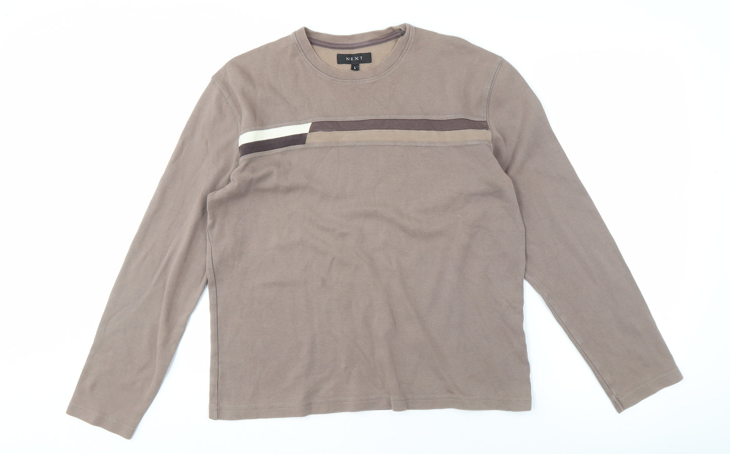 Next Men's Brown Long Sleeve Cotton Shirt, L