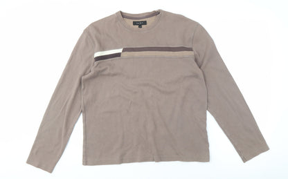 Next Men's Brown Long Sleeve Cotton Shirt, L