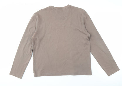 Next Men's Brown Long Sleeve Cotton Shirt, L