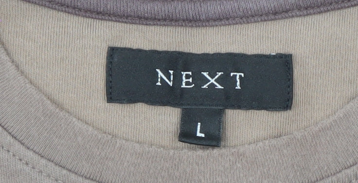 Next Men's Brown Long Sleeve Cotton Shirt, L