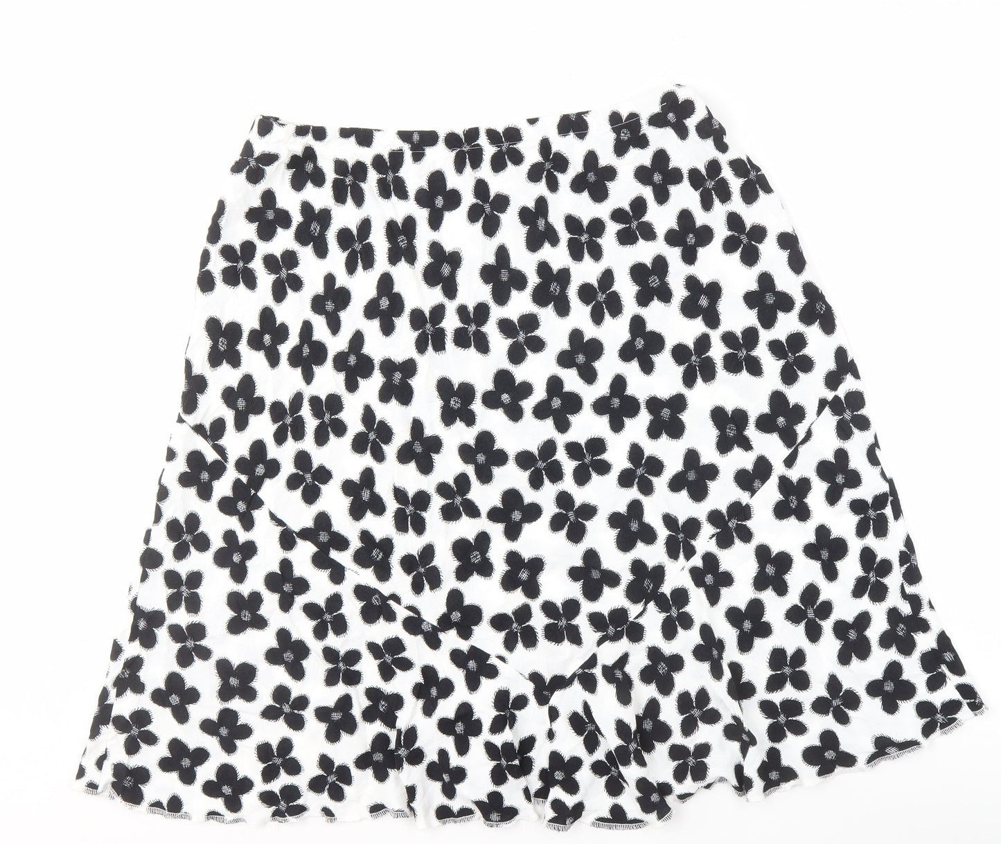 Marks and Spencer Women's White Floral A-Line Skirt Size 18