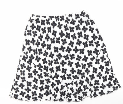 Marks and Spencer Women's White Floral A-Line Skirt Size 18