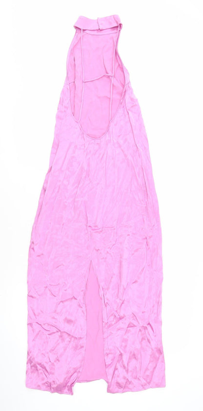 Zara Women Pink Mock Neck Sleeveless Dress