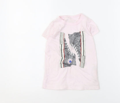 Converse Girls Pink Graphic T-Shirt Size 4-5 Years