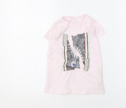 Converse Girls Pink Graphic T-Shirt Size 4-5 Years
