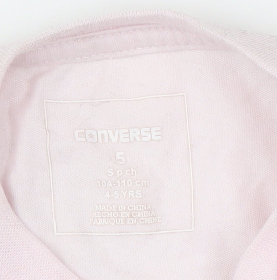 Converse Girls Pink Graphic T-Shirt Size 4-5 Years