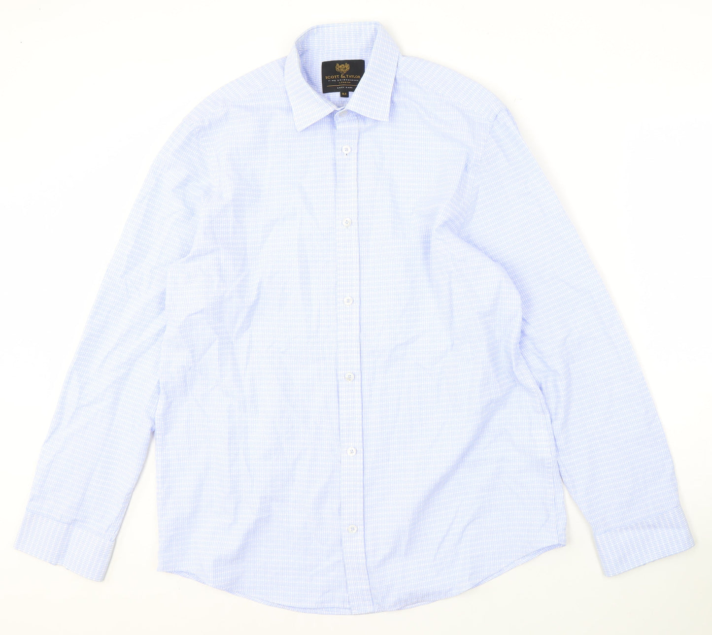 Scott & Taylor Men's Blue Check Shirt, 16.5 Regular Fit