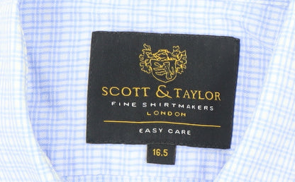Scott & Taylor Men's Blue Check Shirt, 16.5 Regular Fit