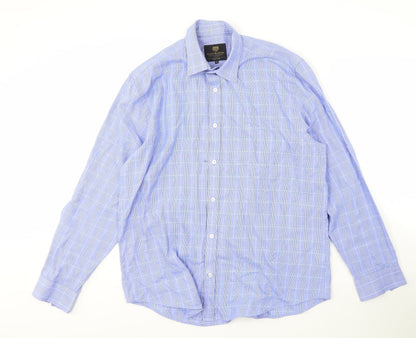Scott & Taylor Men's Blue Check Long Sleeve Shirt
