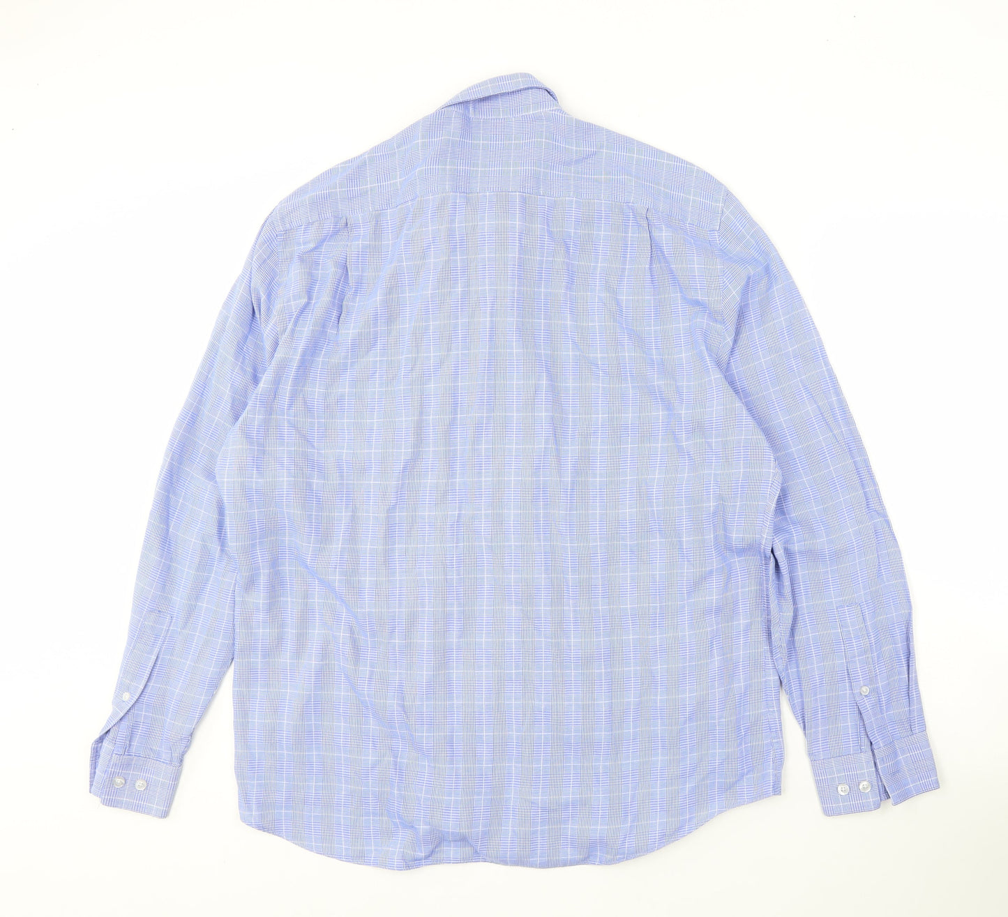 Scott & Taylor Men's Blue Check Long Sleeve Shirt