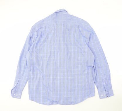 Scott & Taylor Men's Blue Check Long Sleeve Shirt