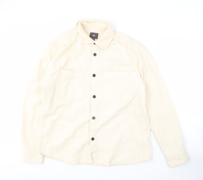 H&M Mens Beige Long Sleeve Button-Up Shirt M