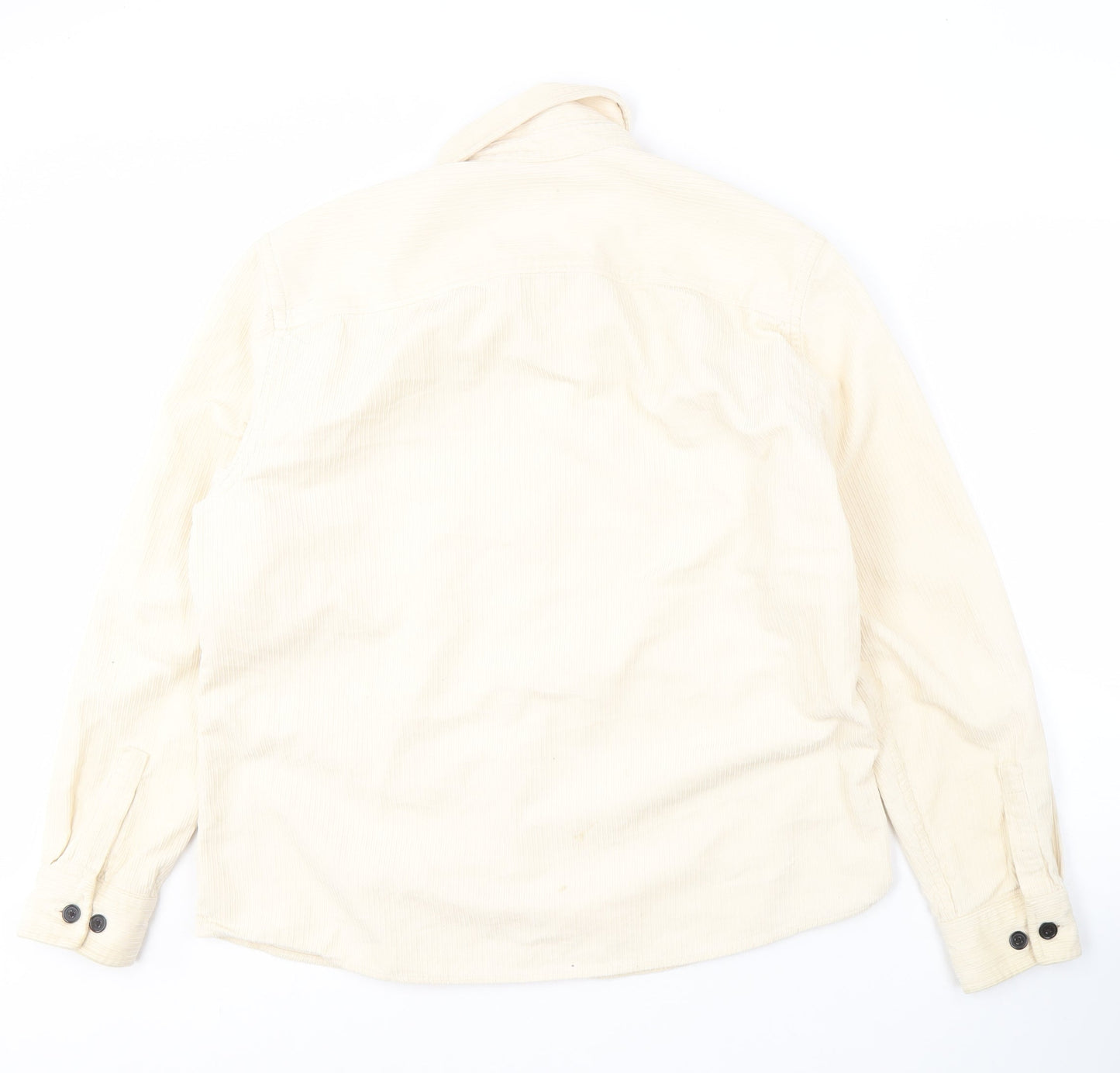 H&M Mens Beige Long Sleeve Button-Up Shirt M