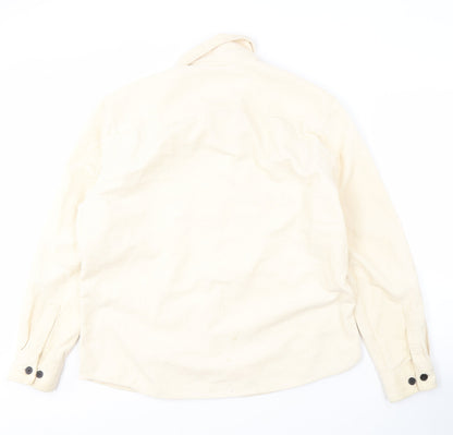 H&M Mens Beige Long Sleeve Button-Up Shirt M