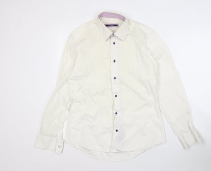 Pal Zileri Men's White Cotton Long Sleeve Shirt