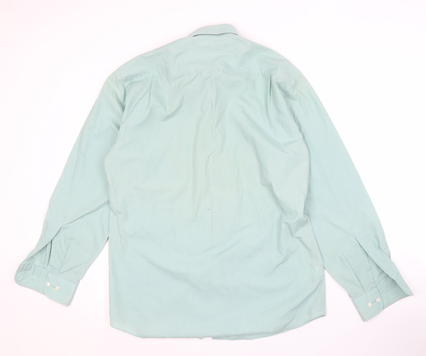 Marks and Spencer Men's Green Button-Up Shirt Size 15
