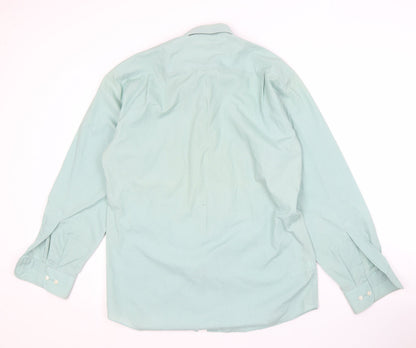 Marks and Spencer Men's Green Button-Up Shirt Size 15