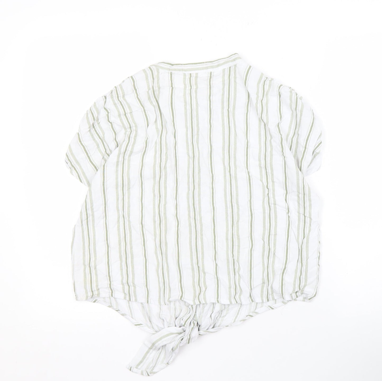 Madison & Monroe Women's White Striped Button-Up Shirt M