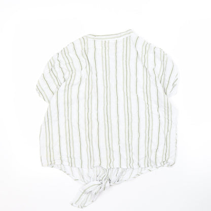 Madison & Monroe Women's White Striped Button-Up Shirt M
