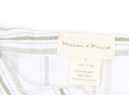 Madison & Monroe Women's White Striped Button-Up Shirt M