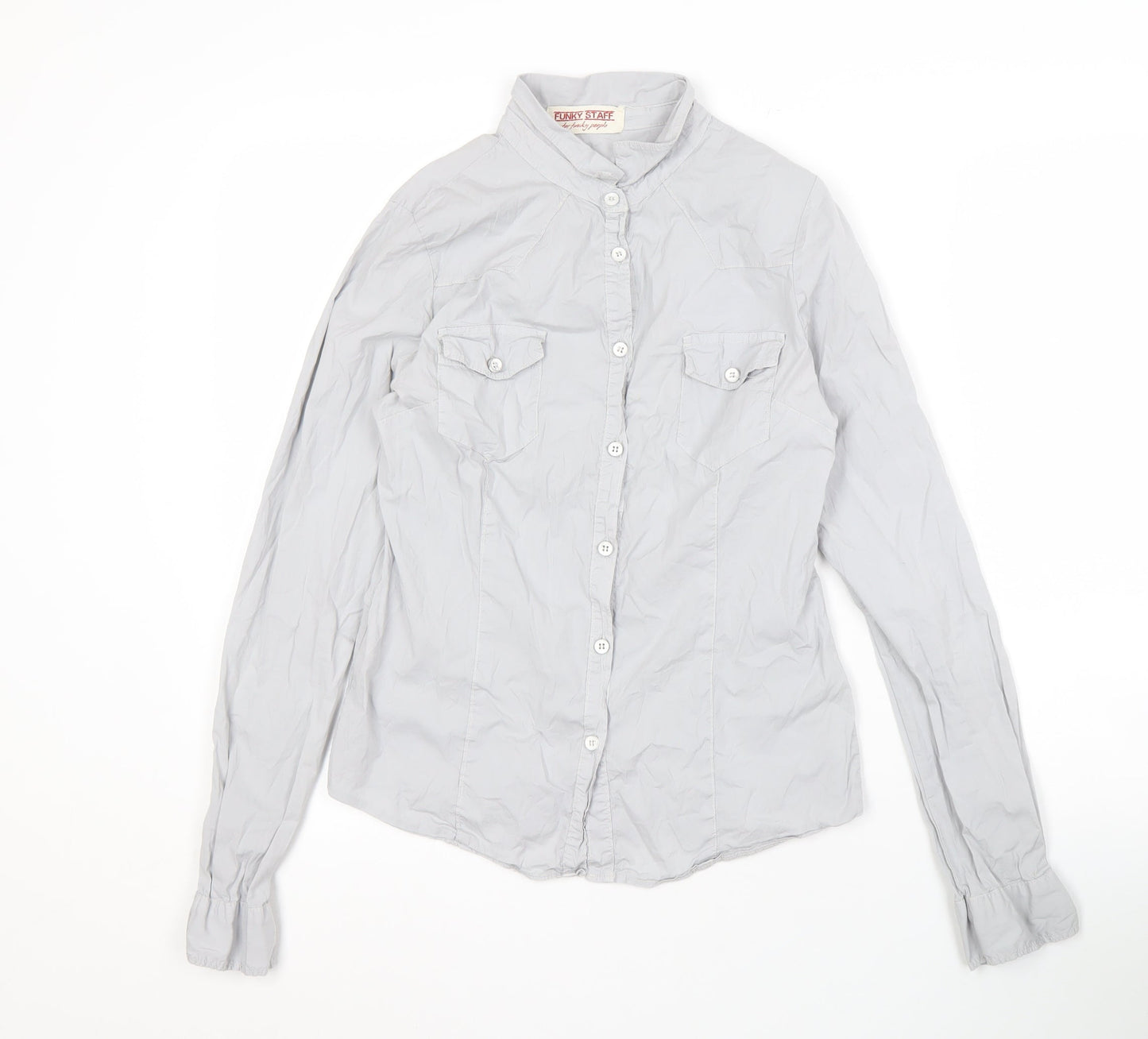 Funky Staff Women's Grey Button-Up Shirt, Size S
