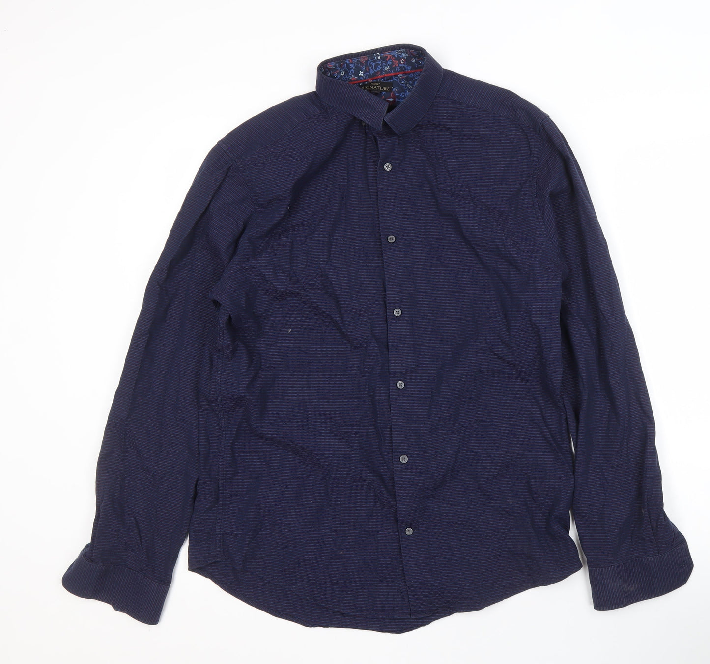 Next Men's Blue Striped Shirt Medium Regular Fit