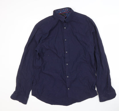 Next Men's Blue Striped Shirt Medium Regular Fit