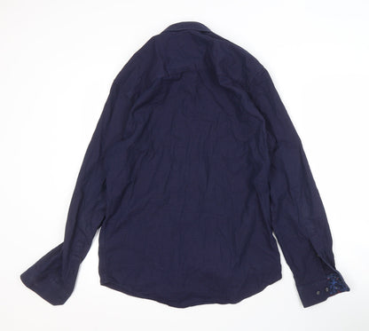 Next Men's Blue Striped Shirt Medium Regular Fit