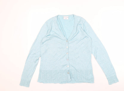 Womens UK Size 14 Etam Blue Cardigan Jumper
