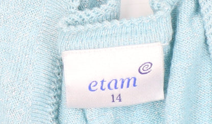 Womens UK Size 14 Etam Blue Cardigan Jumper