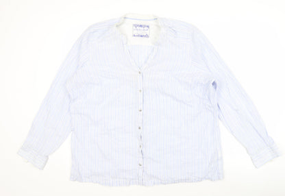 Marks and Spencer Women's Blue Striped Button-Up Shirt Size 20