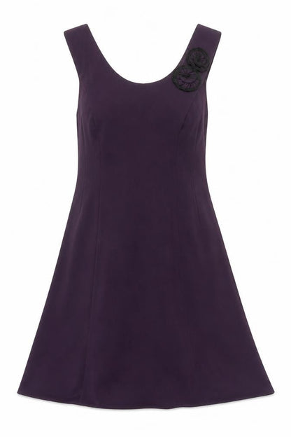 Front view of Sandra Darren Women's Purple Sleeveless Dress, size 14