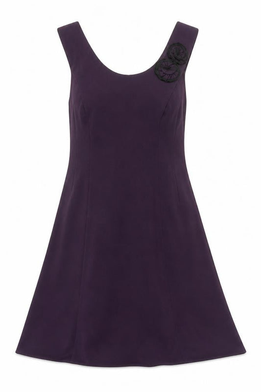 Front view of Sandra Darren Women's Purple Sleeveless Dress, size 14