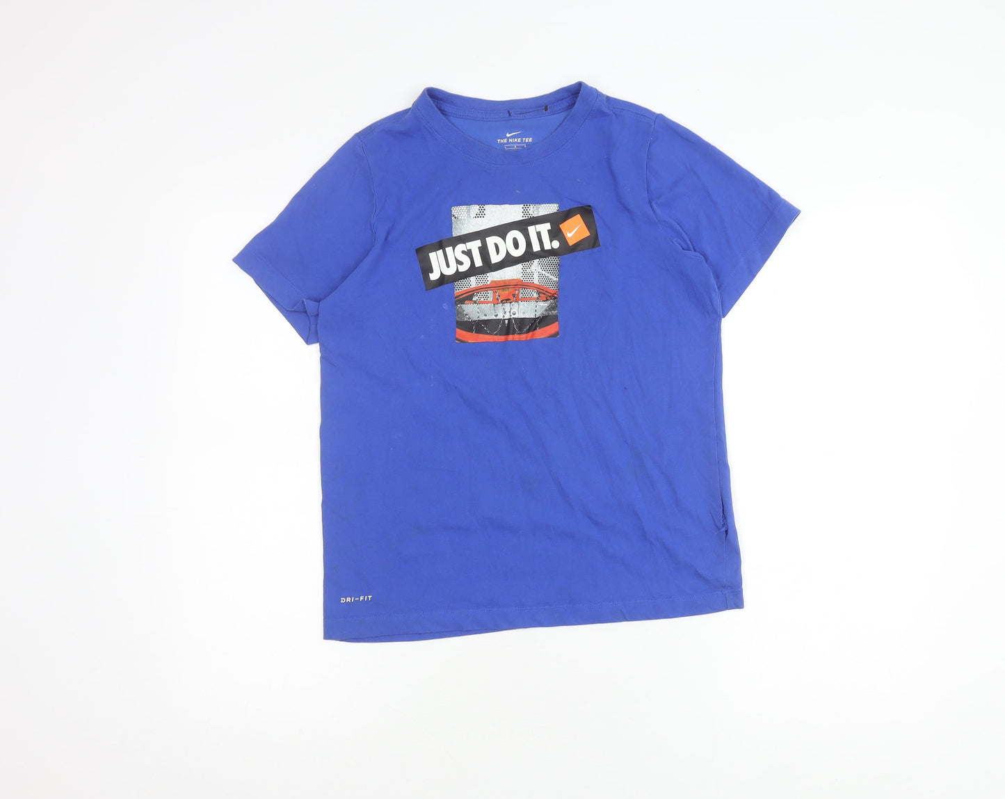 Nike Boys Blue Sports Graphic T-Shirt L Casual Dri-Fit