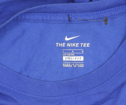 Nike Boys Blue Sports Graphic T-Shirt L Casual Dri-Fit