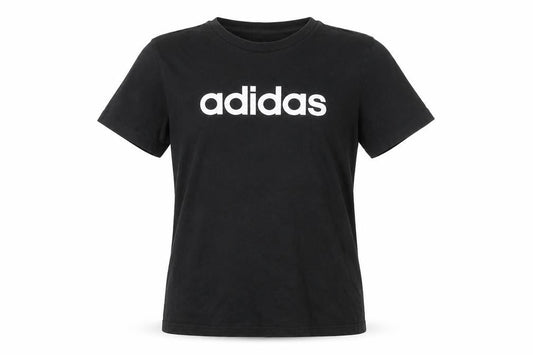 Front view of Adidas unisex black medium crew neck t-shirt