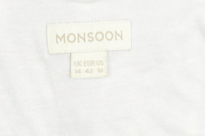 Monsoon Women's Blue Floral A-Line Dress Size 14