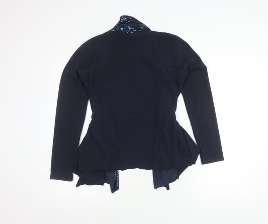 James Lakeland Blue Sequin Cardigan Women Size 10