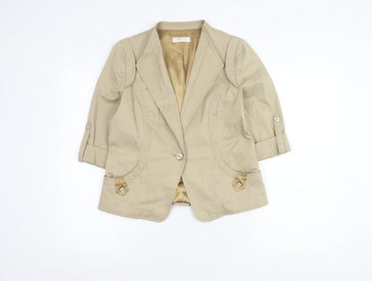 Twiggy Women's Beige Blazer Size 14 Regular Fit Lined
