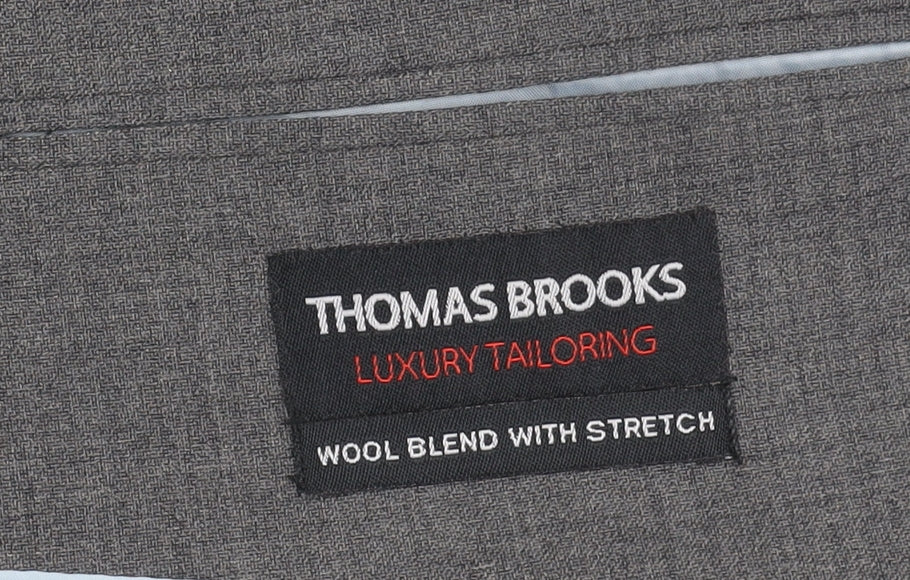 Thomas Brooks Men's Grey Wool Blend Blazer Jacket, Size 44R