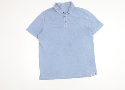 White Stuff Blue Men's L Polo, Short Sleeve, Casual