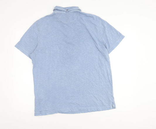 White Stuff Blue Men's L Polo, Short Sleeve, Casual