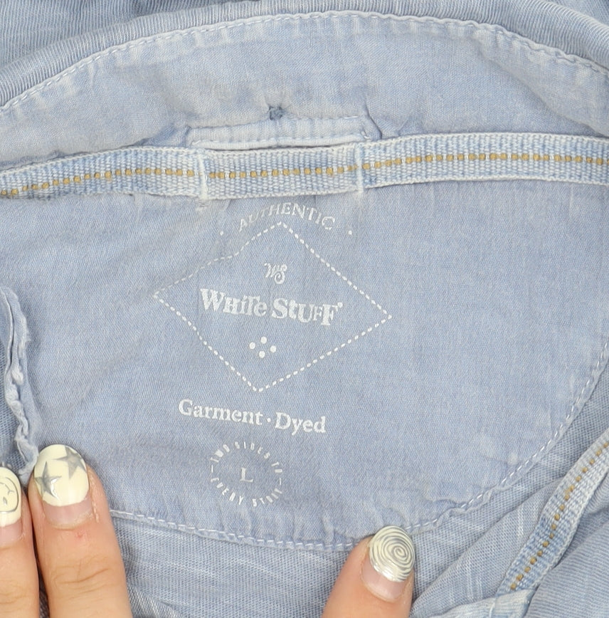 White Stuff Blue Men's L Polo, Short Sleeve, Casual